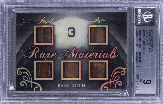 2017 Leaf Pearl Rare Materials Gold Holo #RM01 Babe Ruth - BGS MINT 9